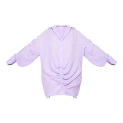 Plus Robe Chemise Texturée Lilas à Détail Drapé Et Manches Longues -Promos Jupe Éthérée Boutique d0dc310ad48f1124ba91bf41394eb2a07d61f230 cne0685 5