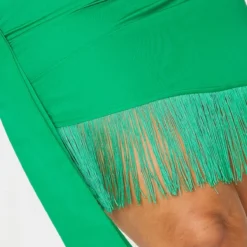 Plus Robe Moulante Vert Vif Effet Drapé à Manches Longues Et Franges -Promos Jupe Éthérée Boutique d127ef344011a773ca1b5865498be8f84a5d7291 cmv6441 5
