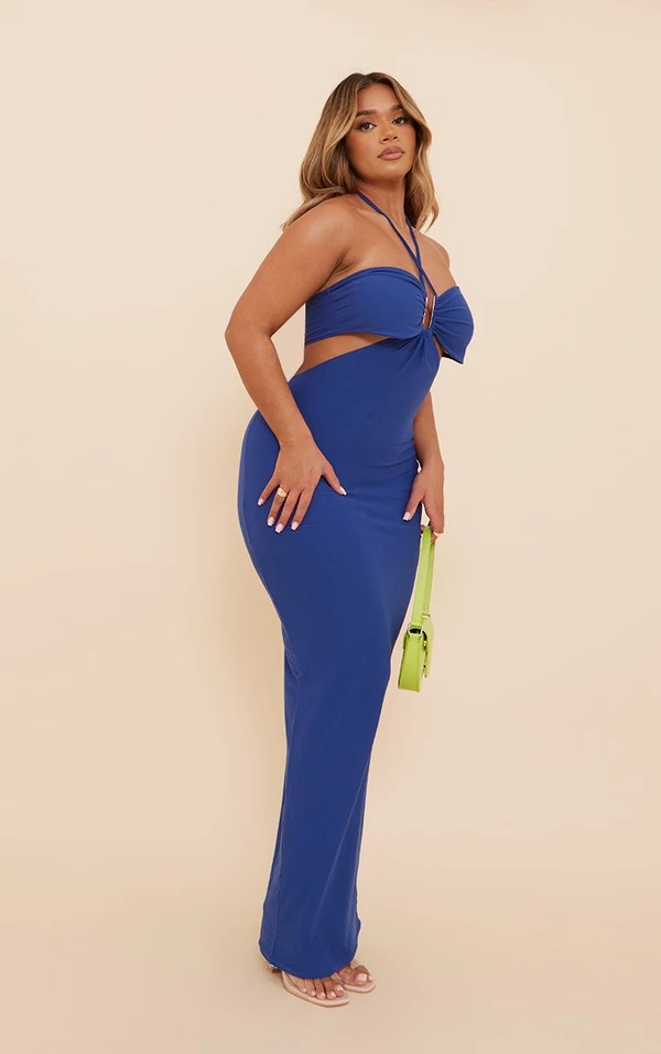 Shape Robe Longue Découpée Bleu Marine à Détail Anneau 3 Shape Robe Longue Découpée Bleu Marine à Détail Anneau – Image 3