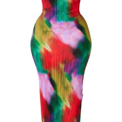 Plus Robe Longue Plissée Imprimé Multicolore à Col Bénitier -Promos Jupe Éthérée Boutique d16e1877d95c21c1499ca7823ec5621aae5eb2f4 cna7530 5