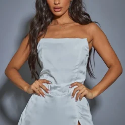 Petite Mini Robe Bustier Blanche Satinée