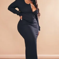 Plus Robe Mi-longue Texturée Noire à Boutons -Promos Jupe Éthérée Boutique d260a392fee2f77e7f393eb740c584705e397058 cnc9669 3