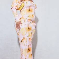 Plus Robe Mi-longue Plissée Fleurie Rose Floutée à Manches Bouffantes -Promos Jupe Éthérée Boutique d3127e3290e4ae5942957534f4a029771ab5d5ce cnd9044 3