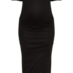 Maternité Robe De Grossesse Mi-longue Noire à Col Bardot Et Ourlet Volanté -Promos Jupe Éthérée Boutique d44742cefdea98fa013ff171b38d31fca93bb6ff cmz9779 5