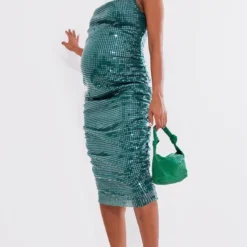 Maternité Robe De Grossesse Vert émeraude à Sequins Et Col Bénitier -Promos Jupe Éthérée Boutique d45ad402ae4280a221db0e42bf0b763628049d84 cnb2411 3