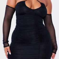 Shape Robe Moulante En Mesh Froncé Noir à épaules Dénudées Et Bretelles -Promos Jupe Éthérée Boutique d4e550110b96ec6ff0be3b5e286a3451fd1fb33e cna6044 4