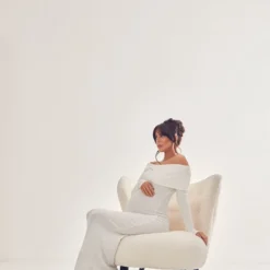 Maternité Robe Longue De Grossesse Crème Côtelée Brossée à épaules Dénudées -Promos Jupe Éthérée Boutique d5386853ebbce89a4236e0c714e38881c75ff7bf cnd3067 3