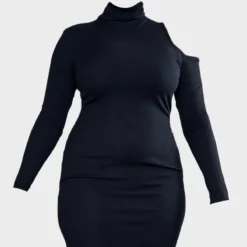 Plus Robe Côtelée Noire Manches Longues à Col Montant Et Découpes -Promos Jupe Éthérée Boutique d54f83e92c861017b855881d5cb6f397c77163a7 cnd2478 5