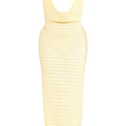 Shape Robe Longue En Maille Crochet Jaune à Dos Nu Ouvert -Promos Jupe Éthérée Boutique d68284b7ddca51b485ee7ec171b7e31374d21f86 cne3650 5