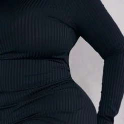 Plus Robe Mi-longue Noire Côtelée Fendue Sur Le Côté -Promos Jupe Éthérée Boutique d7405380ad9c7628511e2b45f5bbe1f6bfe1e53a cnc5226 4