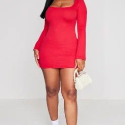 Shape Robe Moulante Rouge Texturée à Col Carré Et Manches Longues -Promos Jupe Éthérée Boutique d7ce52b33ad73df41b01503e9fbd398e8c5c1f92 cnd0578 3