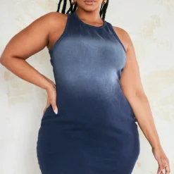 Plus Robe Moulante Côtelée Bleu Délavé à Col Nageur -Promos Jupe Éthérée Boutique d81ffd62a09307bc024f1358ce650aeff7e667a2 cne4096 3