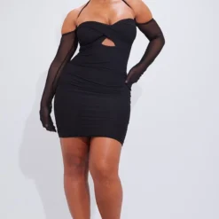Shape Robe Moulante En Mesh Froncé Noir Torsadée à Découpe -Promos Jupe Éthérée Boutique d8951894a82aae9fd6e2cb580b1fb4fdf61dbcfb cnb1202 3