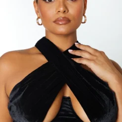 Plus Robe Mi-longue En Velours Noir Croisée Devant à Armatures -Promos Jupe Éthérée Boutique d8a29d7b2e2d17df3091e4d05b9738873006c5b8 cmu1341 5