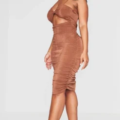 Shape Robe Mi-longue Moulante Marron Chocolat Torsadée En Acétate Froncé -Promos Jupe Éthérée Boutique d8e57c81735440b4398763afcb291d2c00404bdc cnc8661 3