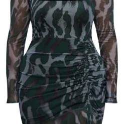 Shape Robe Moulante Imprimé Abstrait Vert En Mesh Manches Longues Froncée Sur Le Côté à Ourlet Volanté -Promos Jupe Éthérée Boutique d8f647999a540062e2c8c0a20af7625c9e7988ab cnc8695 5