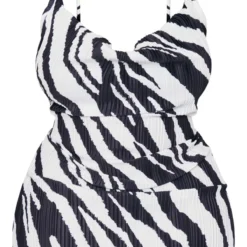 Plus Robe Moulante Noir & Blanc Imprimé Zèbre Plissée à Col Bénitier -Promos Jupe Éthérée Boutique d95fa7f88af395ec40cd777a2a5ef664f4cc3be7 cne0645 5