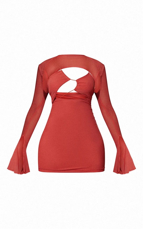 Shape Robe Moulante En Mesh Pêche Profond Superposé à Lacets 5 Shape Robe Moulante En Mesh Pêche Profond Superposé à Lacets – Image 5