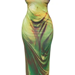 Shape Robe Longue Imprimé Drapé Vert à Manches Longues -Promos Jupe Éthérée Boutique da797a1fc78d83539676ca4bdf9e174e7485fb9a cnd9086 5