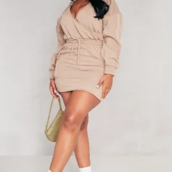 Shape Robe Pull Cache-coeur Taupe Style Utilitaire à Décolleté Et Poches