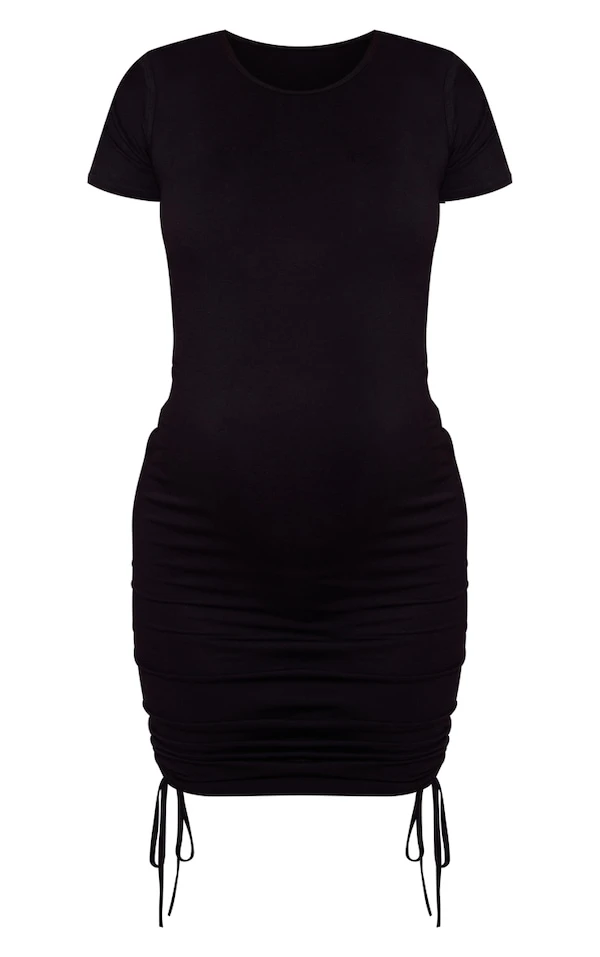 Logic Maternité Robe T-shirt De Grossesse Noire à Côtés Froncés 5 Logic Maternité Robe T-shirt De Grossesse Noire à Côtés Froncés – Image 5