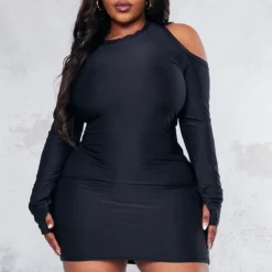 Plus Robe Moulante Noire à épaule Dénudée Et Manches Longues -Promos Jupe Éthérée Boutique dcb8a9eee801105215cd86ee29c9cd6e1c277335 cnb4347 1