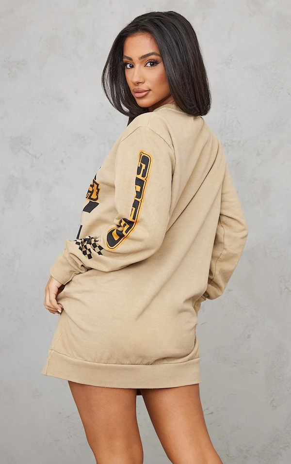 Petite Robe Pull Taupe Imprimée PLT Motorcross 2 Petite Robe Pull Taupe Imprimée PLT Motorcross – Image 2