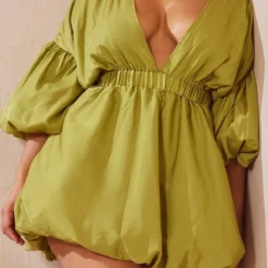 Plus Robe Droite Vert Olive Bouffante à Manches Ballon -Promos Jupe Éthérée Boutique def3cdc123054bba9d627b4a05b68fcec18b583e cmy4712 5