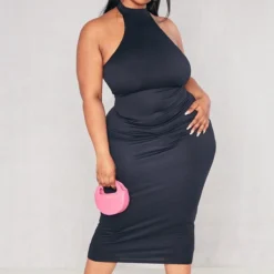 Plus Robe Mi-longue Noire à Col Haut -Promos Jupe Éthérée Boutique df2332c5be6874ac82e8ad720ab70b3b88154c8b cnc9677 1