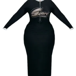 Zero Plus Robe Mi-longue Noire Imprimée Côtelée à Zip -Promos Jupe Éthérée Boutique e12254add4598809670b030805ef658e10174832 cnc7366 5