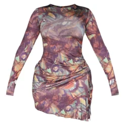 Logic Shape Robe Très Moulante Multicolore à Manches Longues Et Côtés Froncés -Promos Jupe Éthérée Boutique e568413dcc4318523134404e63fadd051f453791 cnb7652 5