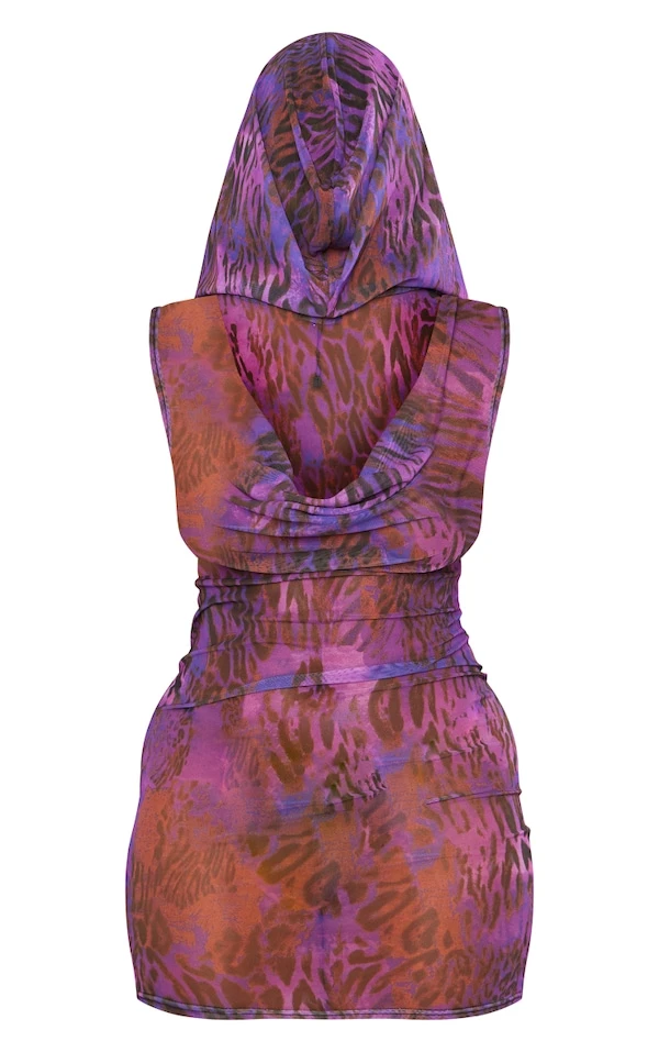 Shape Mini Robe En Mesh Violet Foncé Imprimé à Col Bénitier Et Capuche 5 Shape Mini Robe En Mesh Violet Foncé Imprimé à Col Bénitier Et Capuche – Image 5