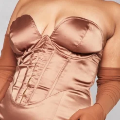 Plus Robe Mi-longue Corset Café Au Lait Satinée -Promos Jupe Éthérée Boutique e65919360e9c6479463c19e33ddd24ad672d421f cna8287 4