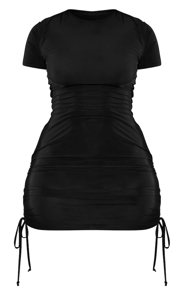 Logic Shape Robe Moulante Noire à Manches Courtes Et Côtés Froncés 5 Logic Shape Robe Moulante Noire à Manches Courtes Et Côtés Froncés – Image 5