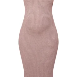 Maternité Robe De Grossesse Mi-longue En Maille Tricot Taupe à Col En V -Promos Jupe Éthérée Boutique e6ee4c585837904d4adde6dd35f95efebcace847 cne7338 5