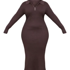 Plus Robe Longue Chocolat à Zip Détail Col -Promos Jupe Éthérée Boutique e70414d95ad9d9f7178b5cf41648916d4d7c7773 cmz2496 5