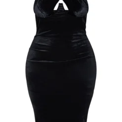 Plus Robe Mi-longue En Velours Noir Croisée Devant à Armatures -Promos Jupe Éthérée Boutique e708d79cc2a1df39cf670bc17e6ccca10904c315 cmu1341 6