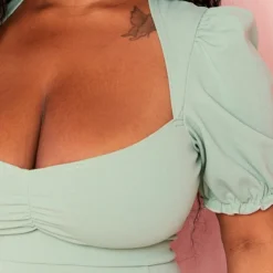 Plus Robe Mi-longue Vert Sauge à Manche Bouffantes -Promos Jupe Éthérée Boutique e7415b780ef422ce0026257e6cc383b308693fd7 cmz1493 5