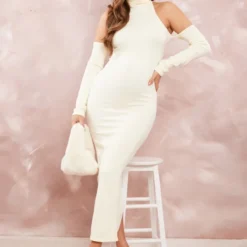 Maternité Robe De Grossesse Longue Côtelée Blanc Cassé à Détail Contours -Promos Jupe Éthérée Boutique e78a66439c269672084d9bee0de13c9a3a883929 cnd3253 5