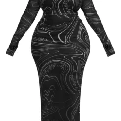Plus Robe Longue En Mesh Imprimé Noir à épaules Dénudées -Promos Jupe Éthérée Boutique e79c9a2370a516b473ad447b0cb3cb9ab6e07a5d cnc0703 5
