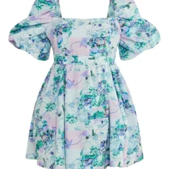 Plus Robe Bouffante Nouée à La Taille Fleurie Bleue -Promos Jupe Éthérée Boutique e80844b85d4ec990b51661d6831cc9bb565060db cnc9700 5