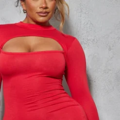 Shape Robe Moulante Découpée En Jersey Rouge à Manches Longues -Promos Jupe Éthérée Boutique e9502530ae94630ba2441569bd939a57350c46eb cnd0619 4