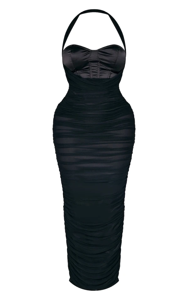 Shape Robe Corset Longue En Mesh Noir à Fronces 5 Shape Robe Corset Longue En Mesh Noir à Fronces – Image 5
