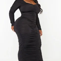 Plus Robe Longue Noire Très Froncée à Manches Longues -Promos Jupe Éthérée Boutique e9be957a2524f4f79094bb4966c25e7d756ac3e7 cmv1516 4