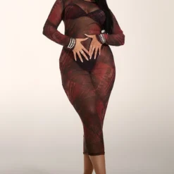 Plus Robe Longue En Mesh Bordeaux Imprimé Jean -Promos Jupe Éthérée Boutique e9e5a9fe6afa42b83ff0f72d04694d3c6fff9876 cnc5570 3