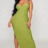 Shape Robe Moulante Mi-longue Vert Olive à Barre En V