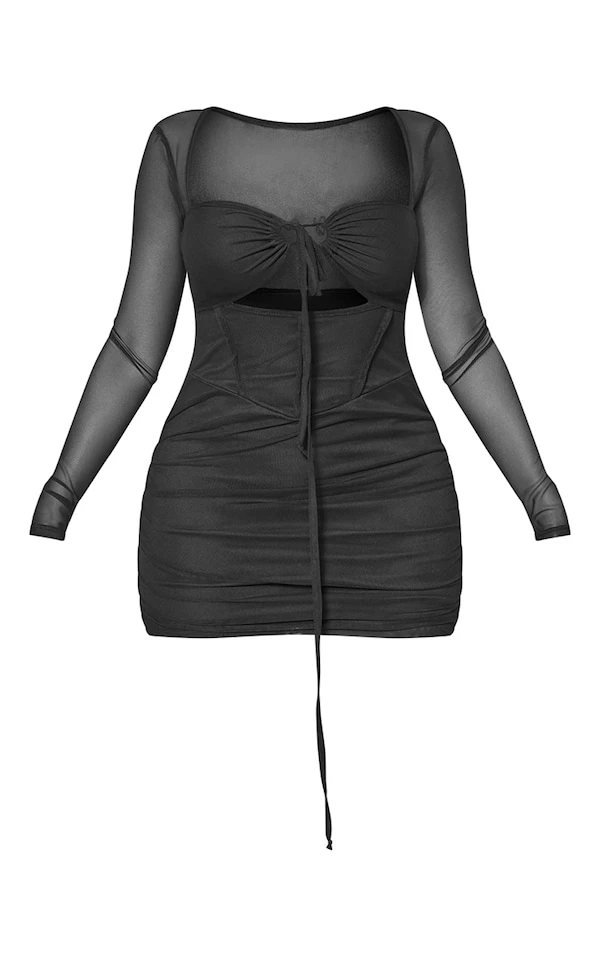 Shape Robe Moulante En Mesh Noir à Détail Corset Et Découpes 5 Shape Robe Moulante En Mesh Noir à Détail Corset Et Découpes – Image 5
