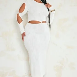 Plus Robe Mi-longue Texturée Ajourée Crème à Manches Découpées -Promos Jupe Éthérée Boutique eb5c52c8de13df5ef711b0217371c6bc6d388cb5 cnd4418 3