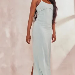 Tall Robe Longue En Effet Lin Sauge à Armatures