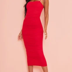 Tall Robe Mi-longue En Mesh Froncé Rouge -Promos Jupe Éthérée Boutique ed25ae2913830e917830adaaa7abd0ddc4bfc66b cna0454 4